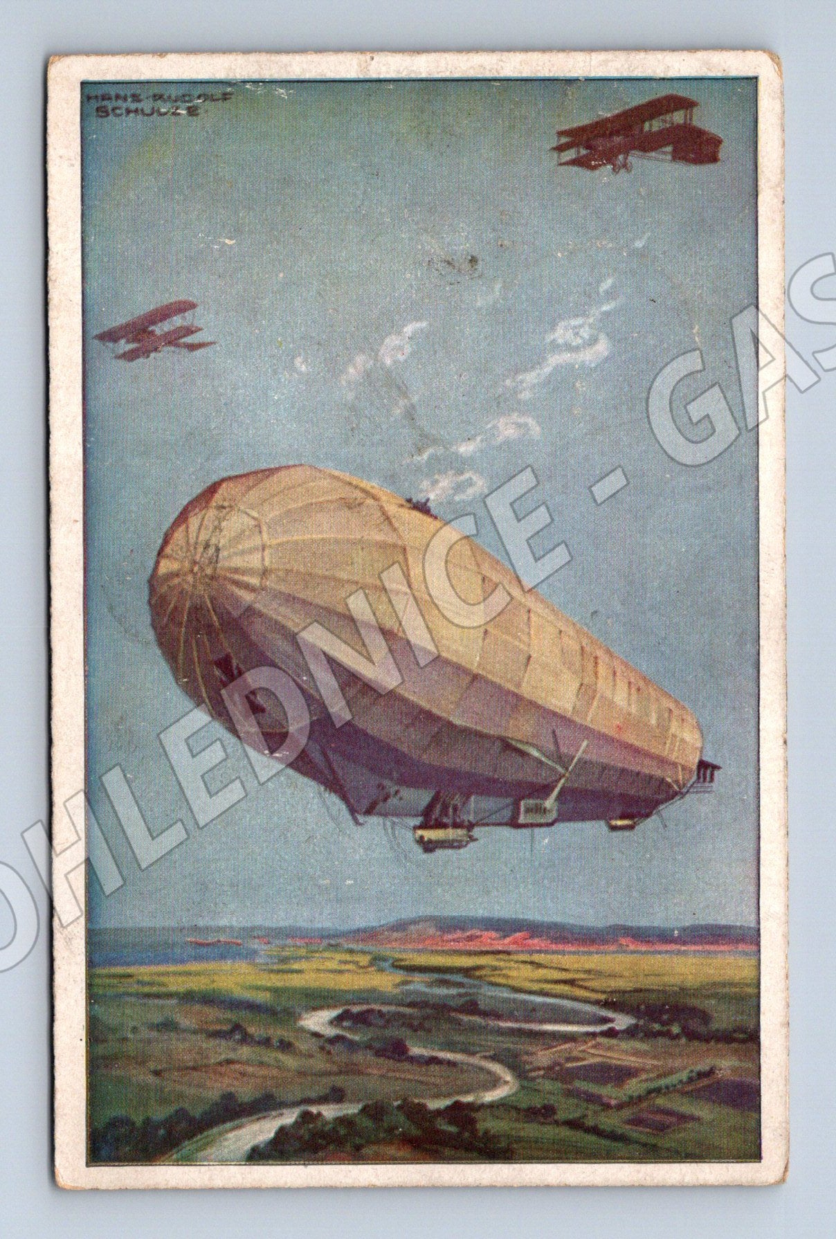 Pohlednice Německo Zeppelin biplány 1918 (P4168)