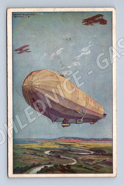 Pohlednice Německo Zeppelin biplány 1918 (P4168)