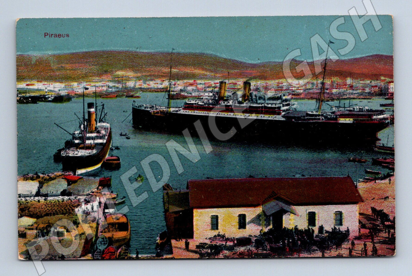 Pohlednice Řecko Piraeus přístav s loděmi (P4176)