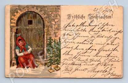 Pohlednice Litoměřice vánoční motiv dítě sníh 1900 (P4201)