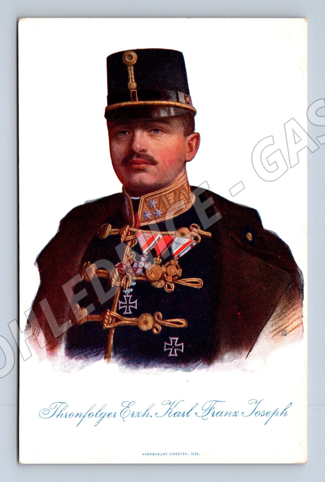 Pohlednice Rakousko Arcivévoda Karel Josef uniforma 1915 (P4216)