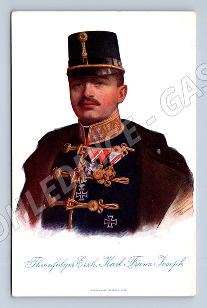 Pohlednice Rakousko Arcivévoda Karel Josef uniforma 1915 (P4216)