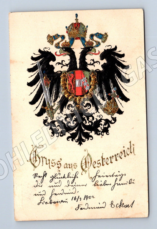 Pohlednice Rakousko říšský orel Gruss aus Österreich 1902 (P4219)