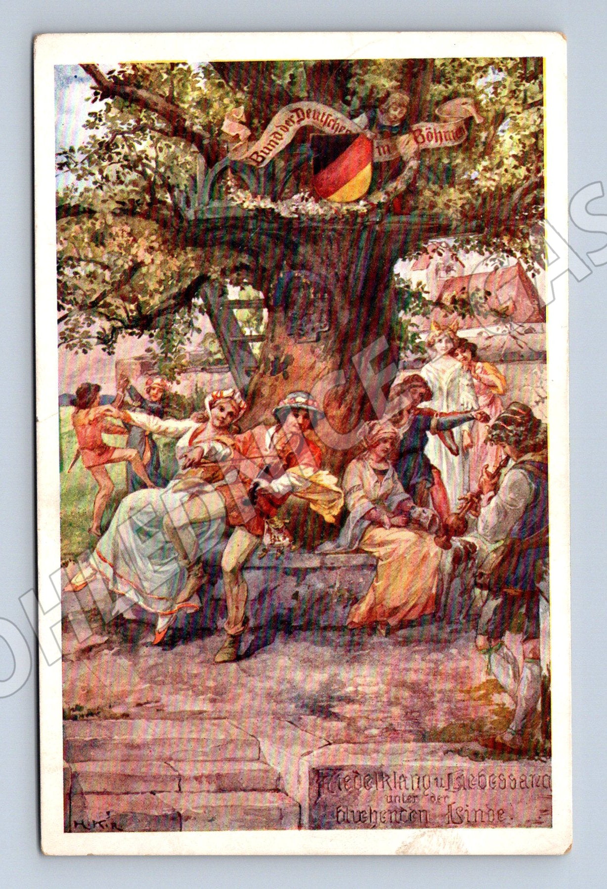 Pohlednice Čechy alegorie Bund der Deutschen 1908 (P4236)