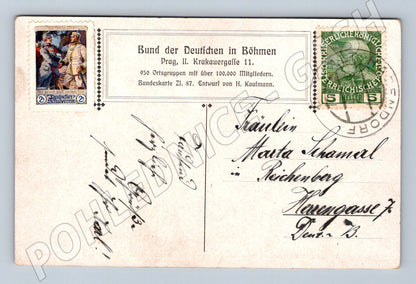 Pohlednice Čechy alegorie Bund der Deutschen 1908 (P4236)