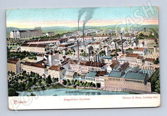 Pohlednice Plzeň Měšťanský pivovar 1891 (P4238)