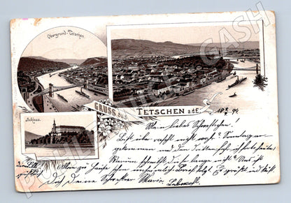 Pohlednice Děčín pohled na město a zámek 1894 (P4241)