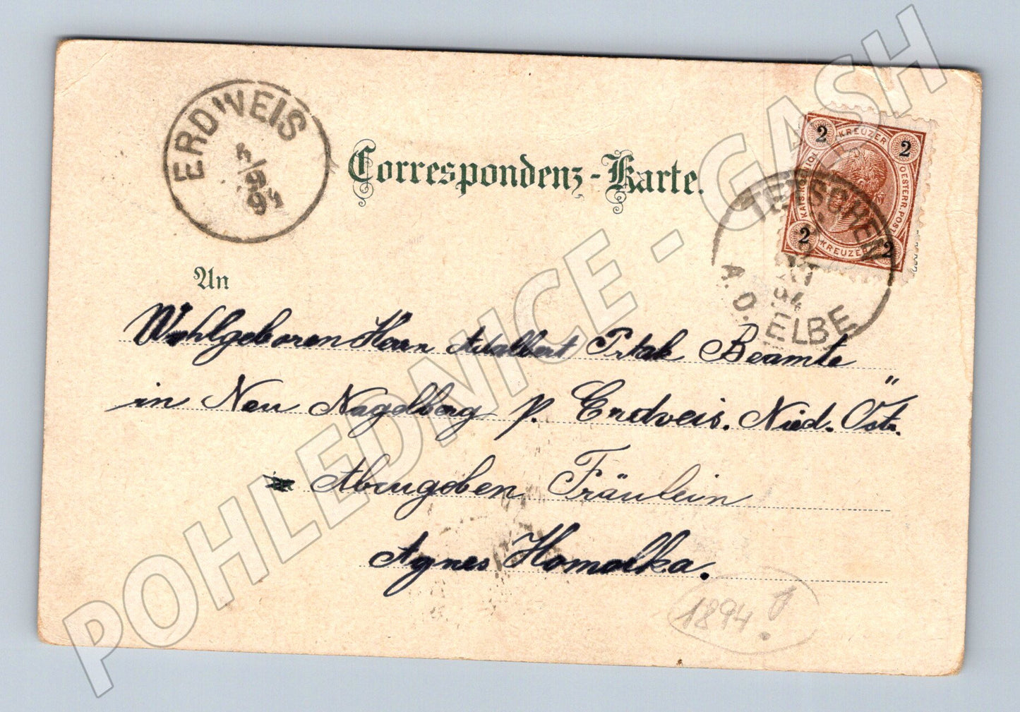 Pohlednice Děčín pohled na město a zámek 1894 (P4241)