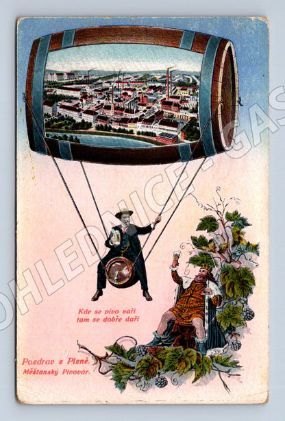 Pohlednice Plzeň pivní motiv 1920 (P4244)