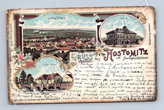 Pohlednice Hostomice u Teplic, více motivů 1906 (P4250)