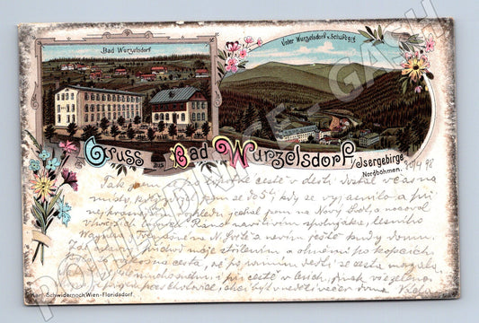 Pohlednice Bad Wurzelsdorf Nordböhmen celkový pohled 1893 (P4251)