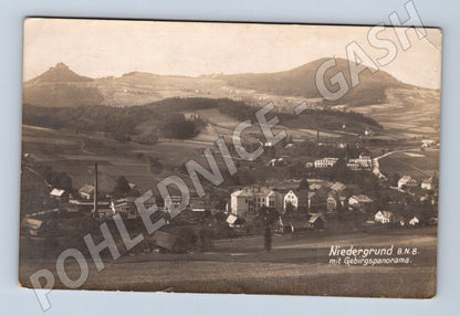 Pohlednice Děčín Dolní Grunt panorama 1930s (P4256)