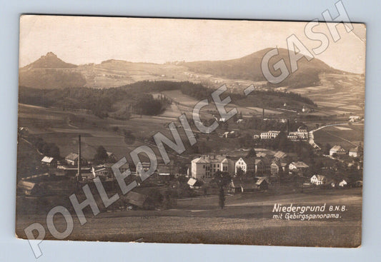 Pohlednice Děčín Dolní Grunt panorama 1930s (P4256)