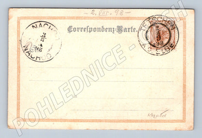 Pohlednice Děčín panorama Labe most 1898 (P4262)