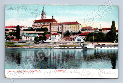 Pohlednice Litoměřice panorama z Labe 1903 (P4263)