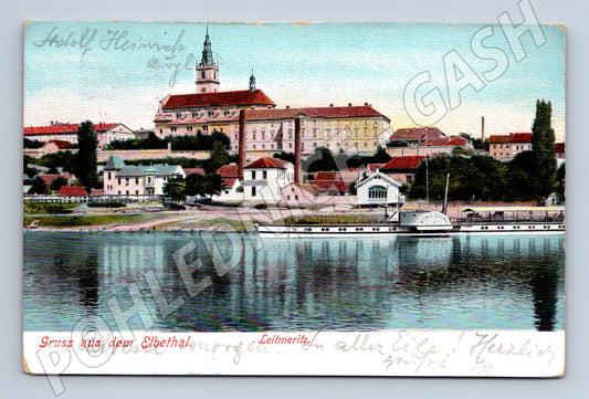 Pohlednice Litoměřice panorama z Labe 1903 (P4263)