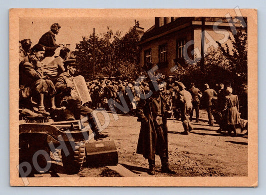 Postcard May 1945 liberated soldiers and civilians (ST3273)