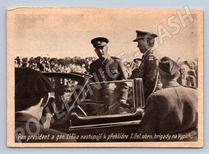 Postcard President and Gen. Liška, Armored Brigade Parade (ST3277)
