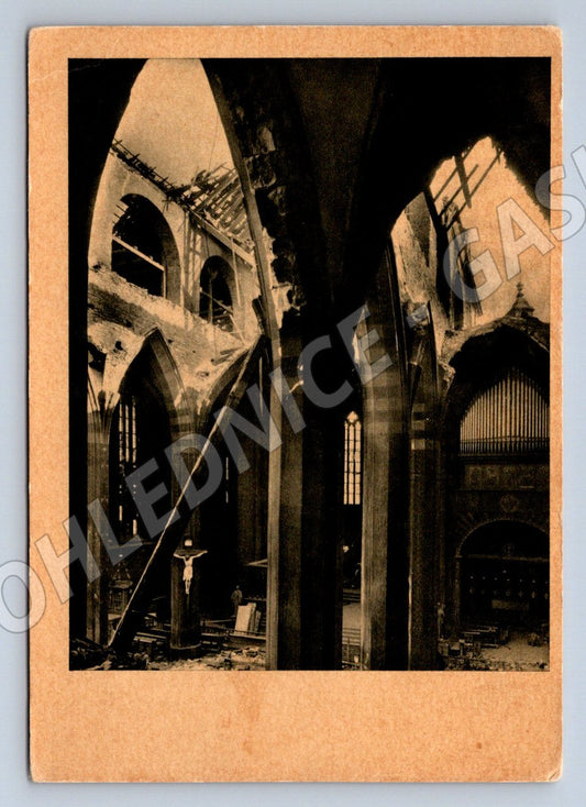 Postcard Emmaus Church Prague after bombing 1945 (ST3279)