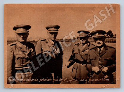 Postcard Gen. Svoboda, Gen. Boček, Gen. Liška and the President (ST3284)