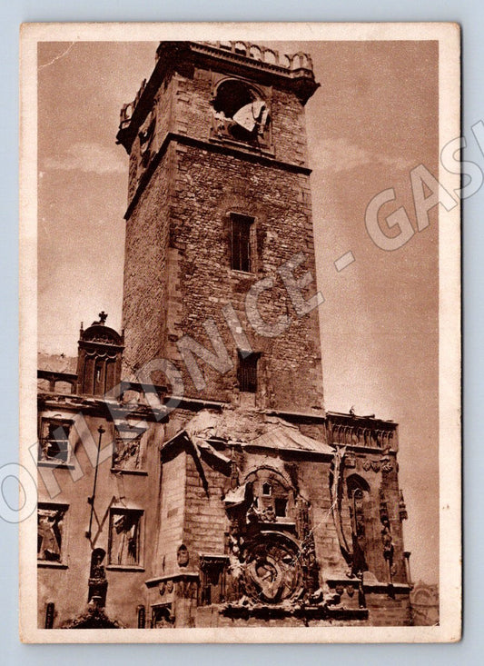 Postcard Old Town Hall damaged 1945 small format (ST3293)
