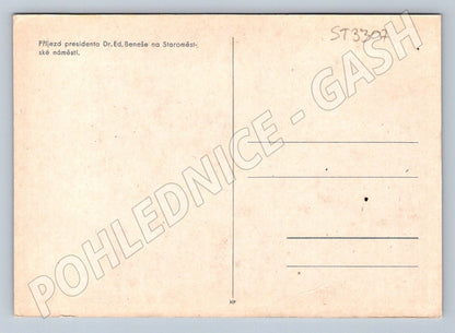 Postcard President Edvard Beneš on Old Town Square (ST3307)
