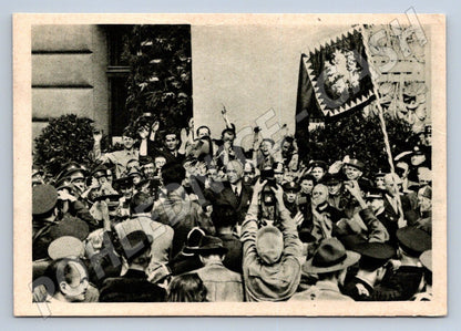Postcard President Edvard Beneš welcomed by the crowd, historical (ST3308)