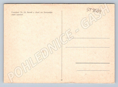 Postcard President Edvard Beneš and his wife in the square (ST3309)