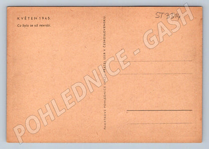 Postcard May 1945 Liberation of the Czech countryside small format (ST3314)