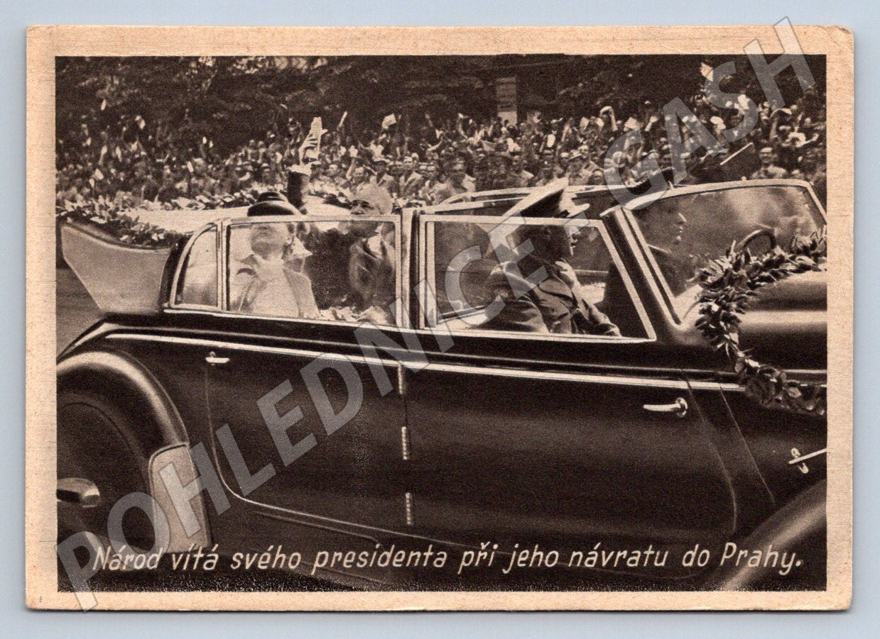 Postcard of the President welcomed by the nation upon his return to Prague (ST3317)