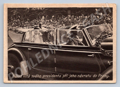 Postcard of the President welcomed by the nation upon his return to Prague (ST3317)
