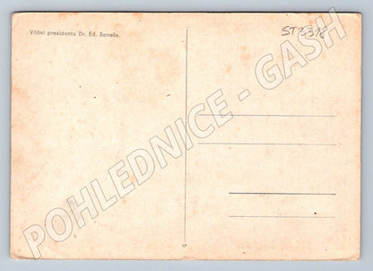 Postcard welcoming President Dr Edvard Beneš, historical (ST3318)