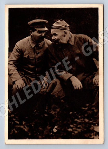 Postcard May 1945 Stalin and Maxim Gorky historical (ST3325)