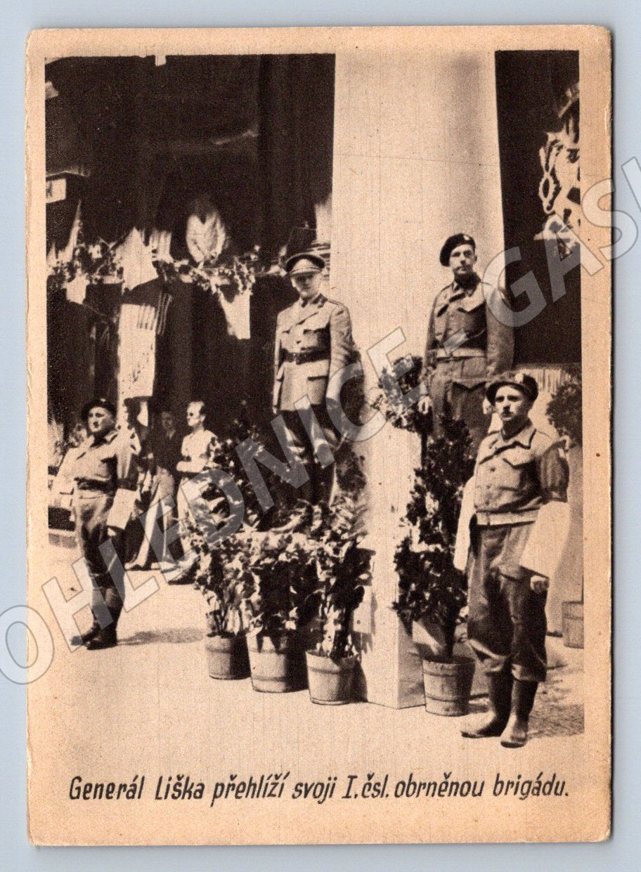 Postcard General Viška and the Armored Brigade Politics Soldiers (ST3334)