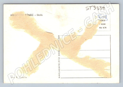 Postcard Hrochův Týnec school black and white until 1950 (ST3339)