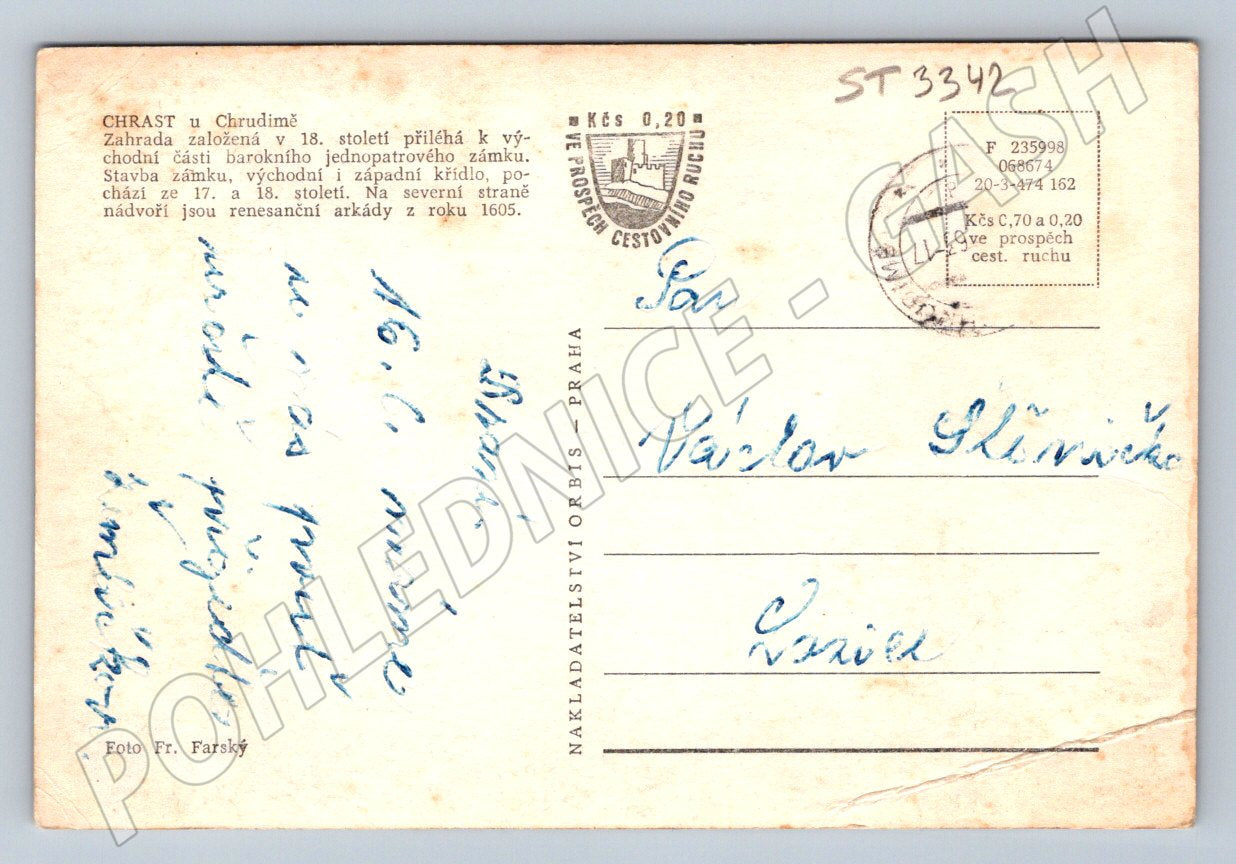 Postcard castle Krást u Chrudimi historical (ST3342)