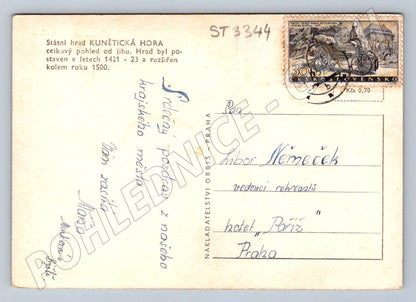 Postcard Kunětická hora castle, Czech Republic, black and white (ST3344)