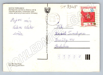 Pohlednice pardubice noční pohled velký formát od 1950 (ST3345)