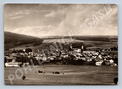 Postcard scene with churches black and white 1968 (ST3349)