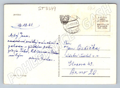 Postcard scene with churches black and white 1968 (ST3349)