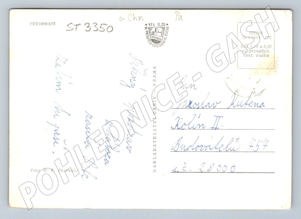 Postcard of the castle grounds, village scenery and church tower (ST3350)