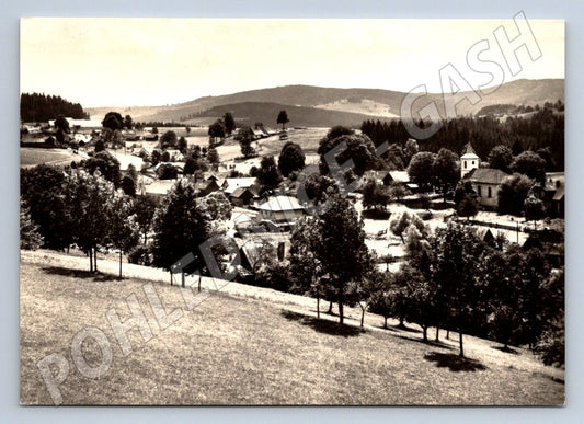 Postcard deserted fishing black and white Czech village (ST3351)