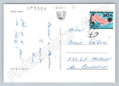 Postcard deserted fishing black and white Czech village (ST3351)