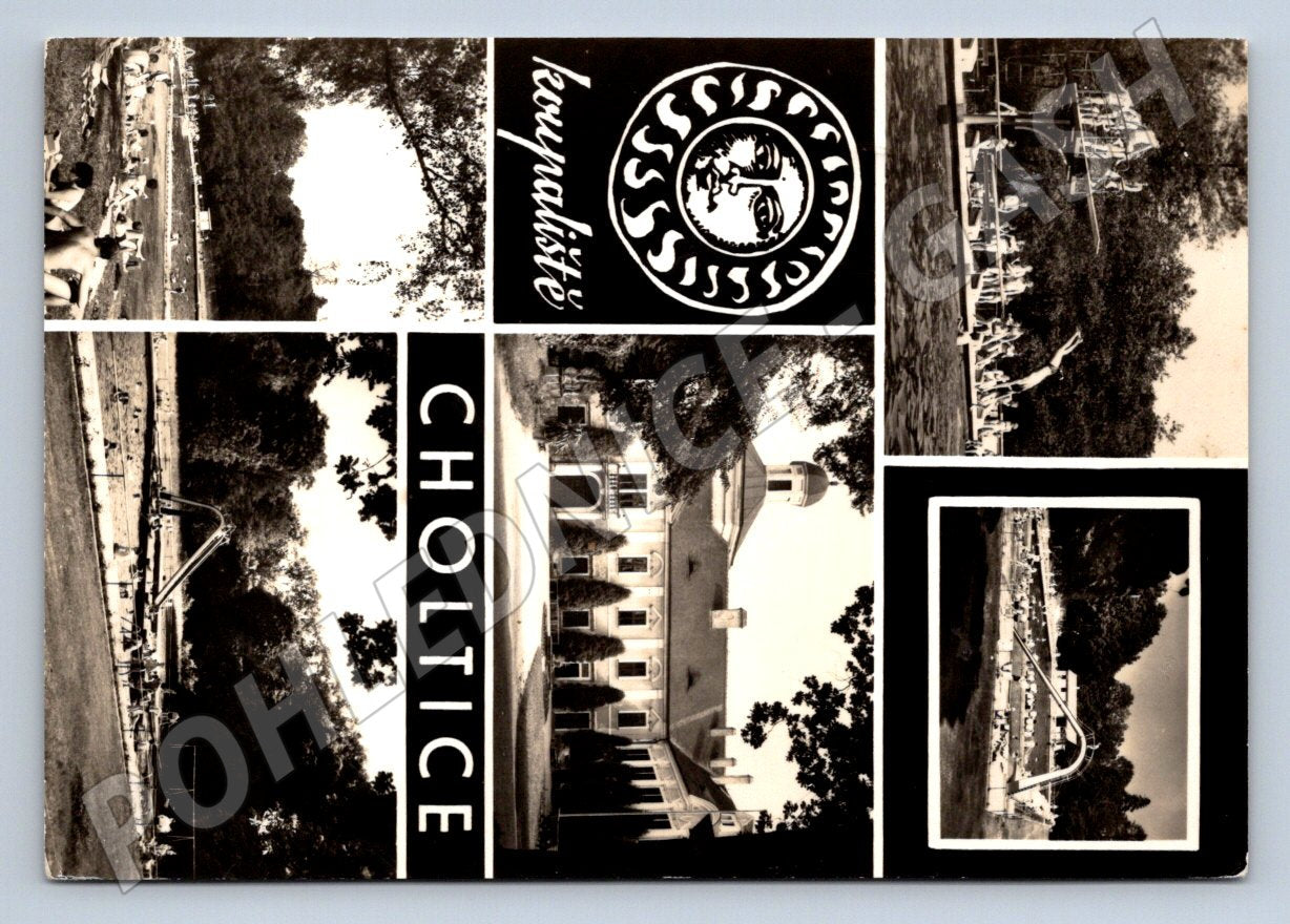 Postcard Choltice castle and swimming pool historical (ST3354)