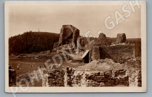 Postcard of the ruins of Lichnice Castle 1947 (ST3357)