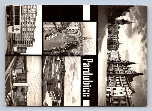Postcard Pardubice black and white collage motif until 1950 (ST3359)