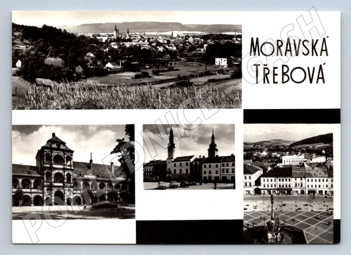 Moravian Třebová postcard, historical black and white postcard (ST3371)