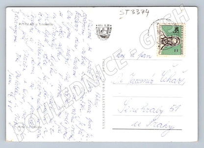 Postcard black and white postcard Czech village small format (ST3374)