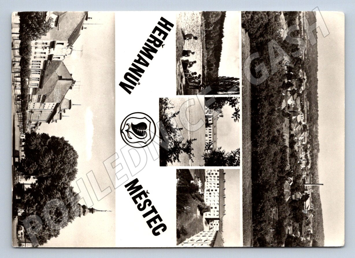 Postcard Herman's Town, black and white, historical (ST3377)