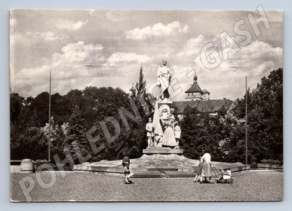 Postcard black and white postcard of the memorial in Pardubice 1955 (ST3378)